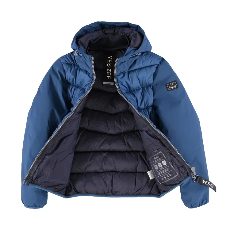 Yes Zee boy's down jacket with quilted hood 2035 J876 Q6JJ Q696 blue