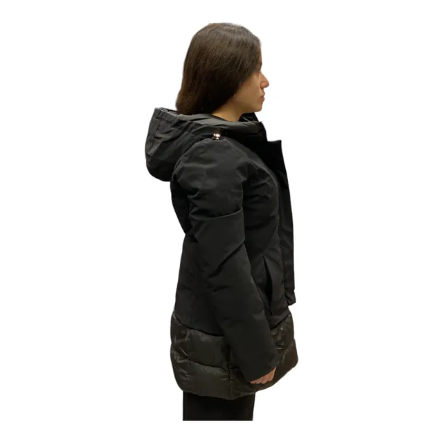 Yes Zee Women's coat with leather inserts O086/NT00 0801 black