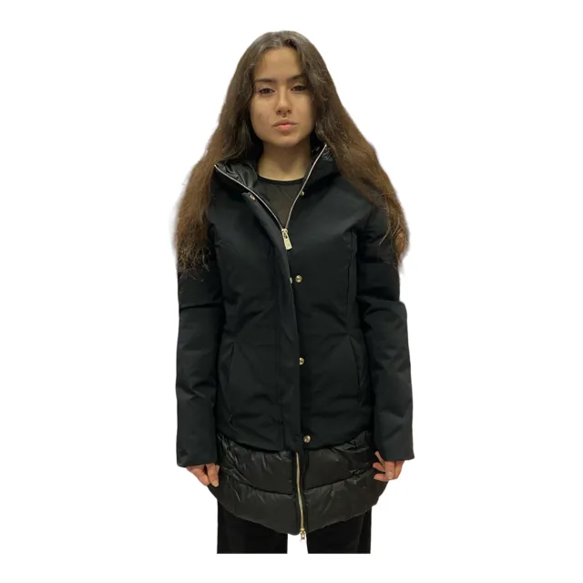 Yes Zee Women's coat with leather inserts O086/NT00 0801 black